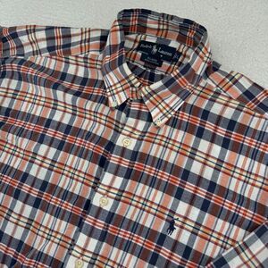 Vintage Ralph Lauren Blaire Shirt Mens Large Blue Orange Plaid Button Down Pony